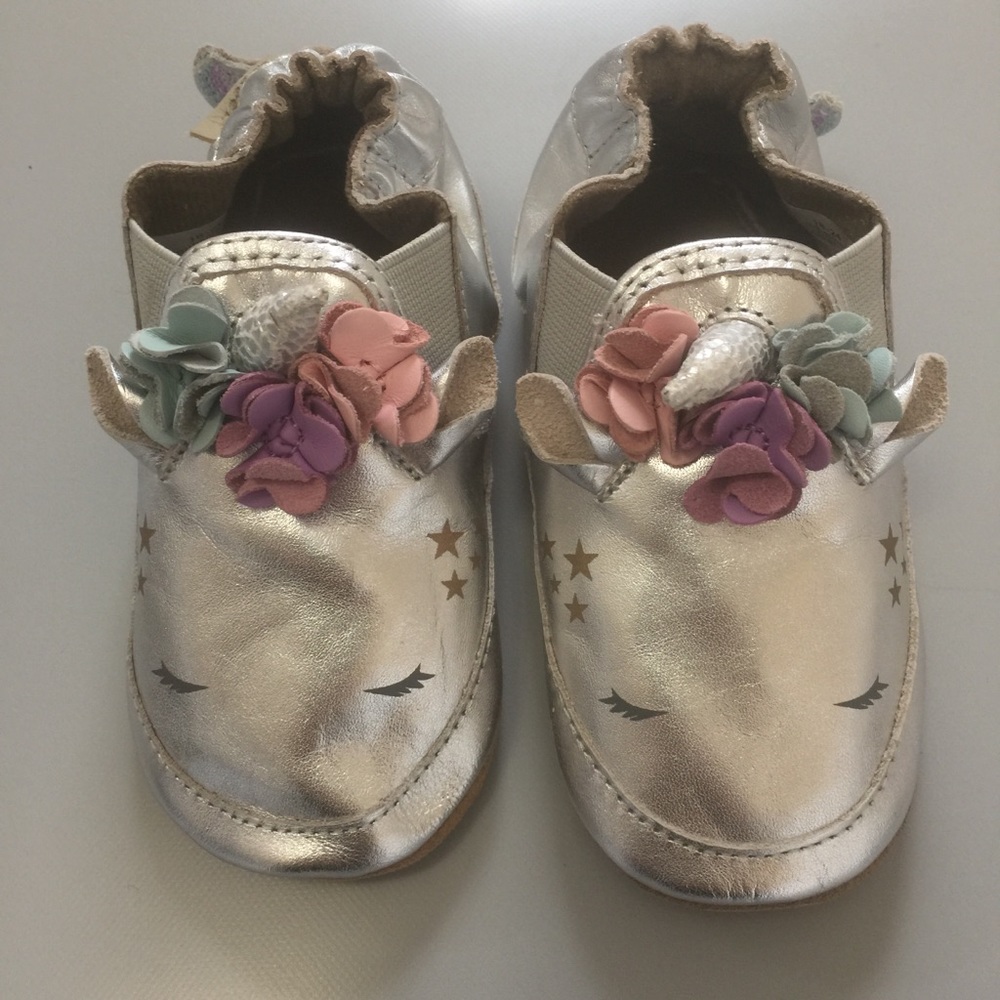 Robeez soft sole leather unicorn baby shoes